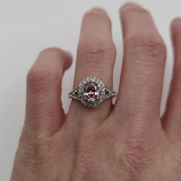 Size 7 Sterling Silver Pink Cubic Zirconia With Topaz Accents Ring A2437 - Picture 4 of 9